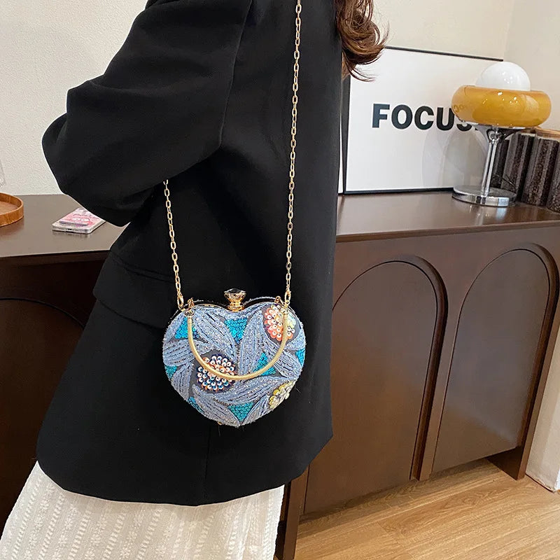 Women's Heart Shaped Acrylic Evening Clutch Bag