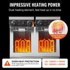Commercial Electric Dual Tank Countertop Deep Fryer with Drain Valves