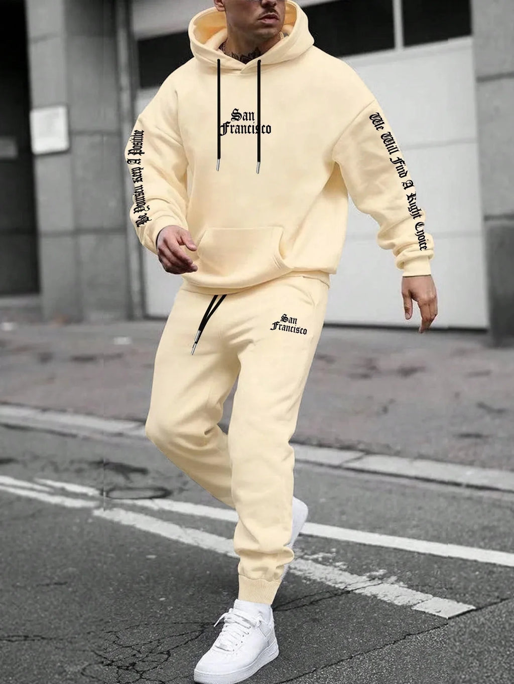 Men's Hooded Pullover and Sweatpants Two-Piece Set