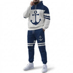 Men's Casual Color Block Hoodie and Sweatpants Tracksuit Set