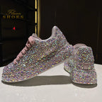 Women's Round Toe Platform Lace-Up Casual Sneakers