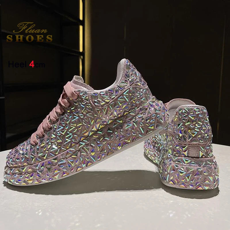 Women's Round Toe Platform Lace-Up Casual Sneakers