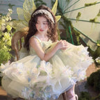 Girls' Lace Beaded Flower Girl Ball Gown Dress