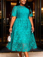 Women's Elegant Hollow Out Lace A-Line Maxi Dress