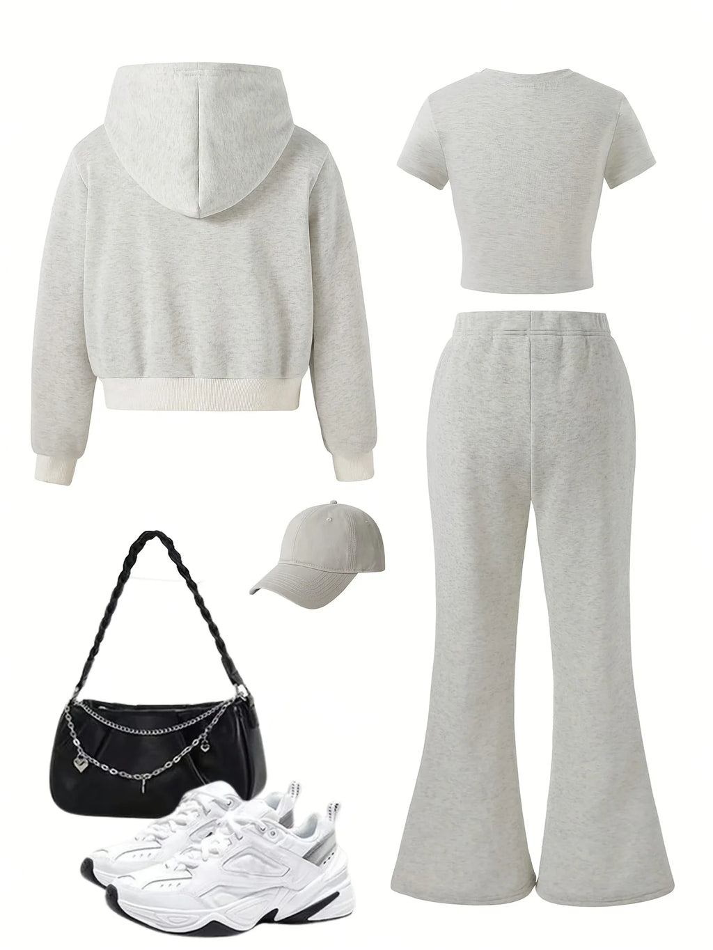 Girls' Zip-Up Jacket Graphic T-Shirt and Flare Pants 3-Piece Set