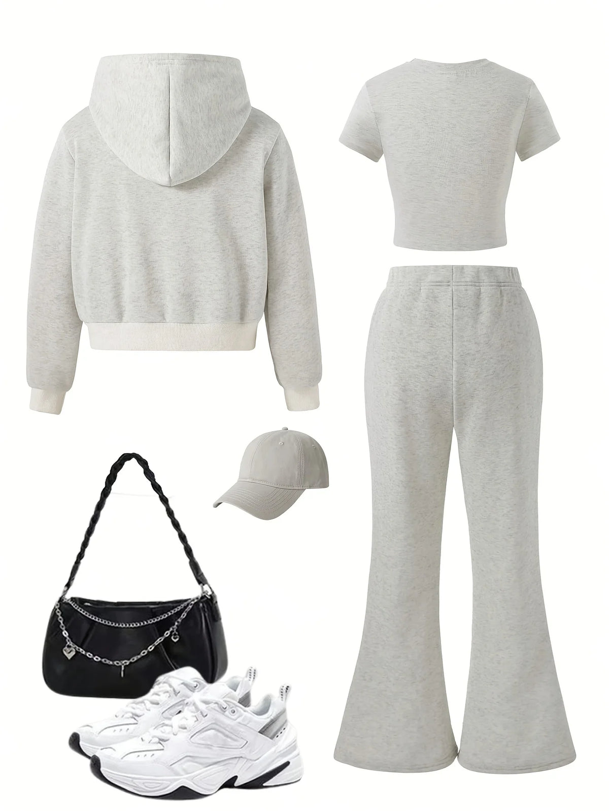 Girls' Zip-Up Jacket Graphic T-Shirt and Flare Pants 3-Piece Set