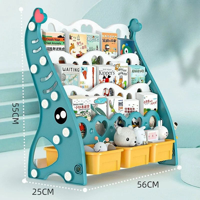 Kids Cartoon Duckling 5-Layer Bookshelf Toy Storage Rack