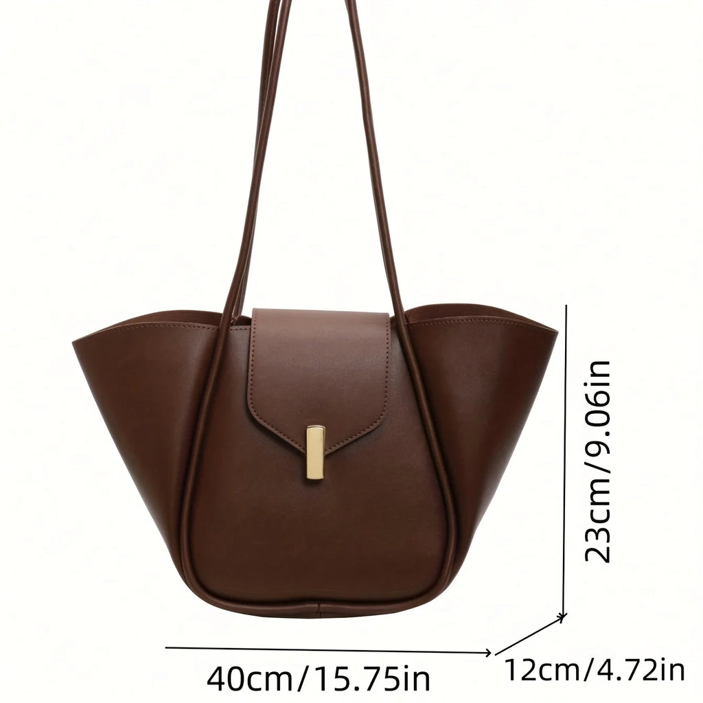 Women's Fashion Solid PU Leather Shoulder Tote Bag