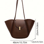 Women's Fashion Solid PU Leather Shoulder Tote Bag
