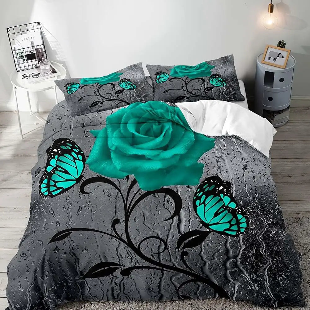 Gothic Floral Duvet Cover Set with Pillowcases