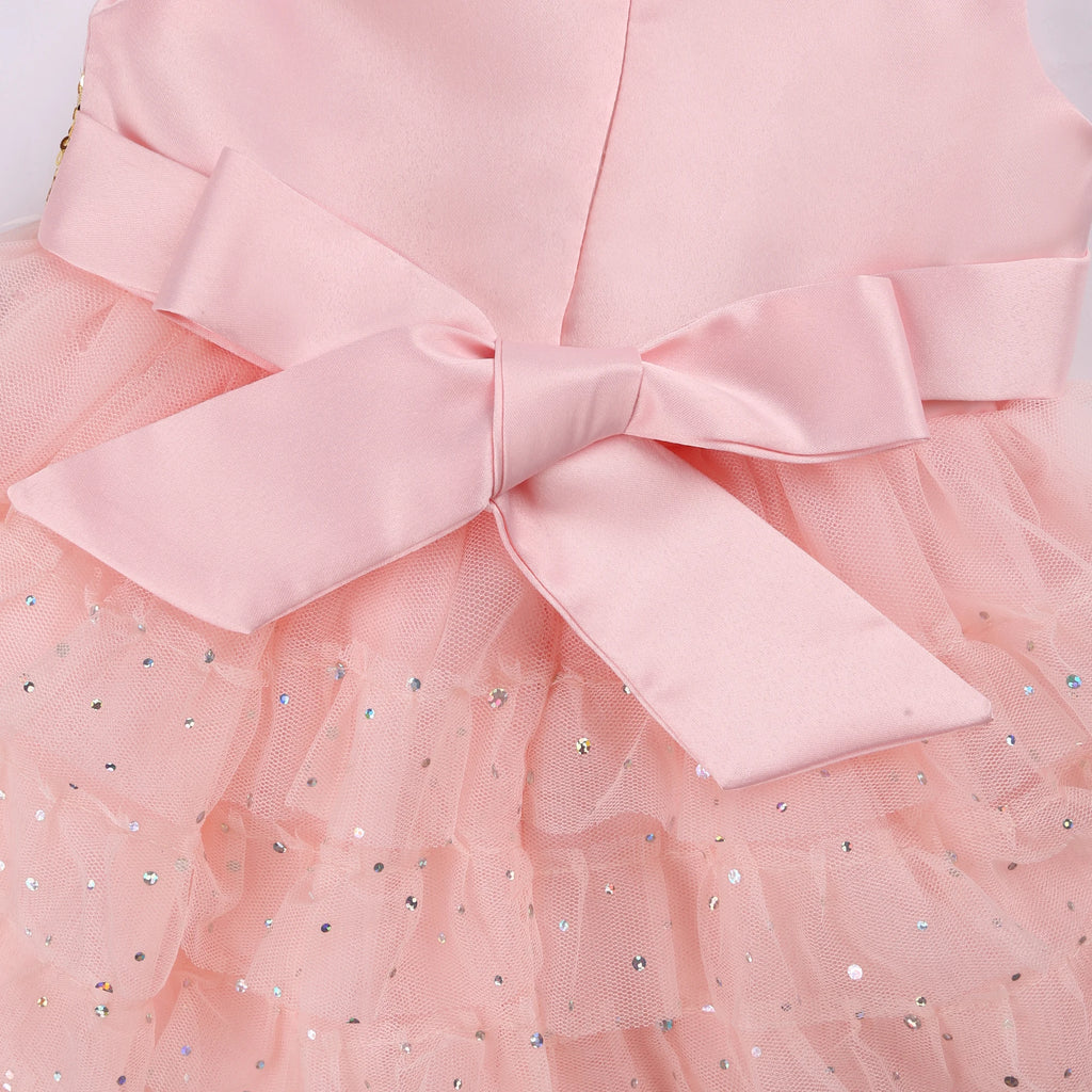 Girls' Sequin Bow Tulle Princess Dress