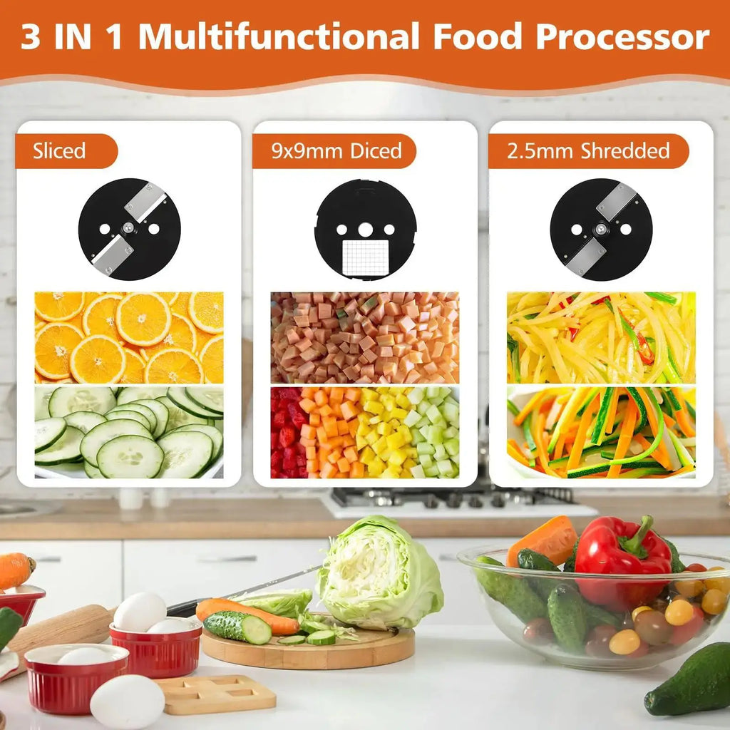 Commercial Electric 3-in-1 Vegetable Chopper and Food Processor