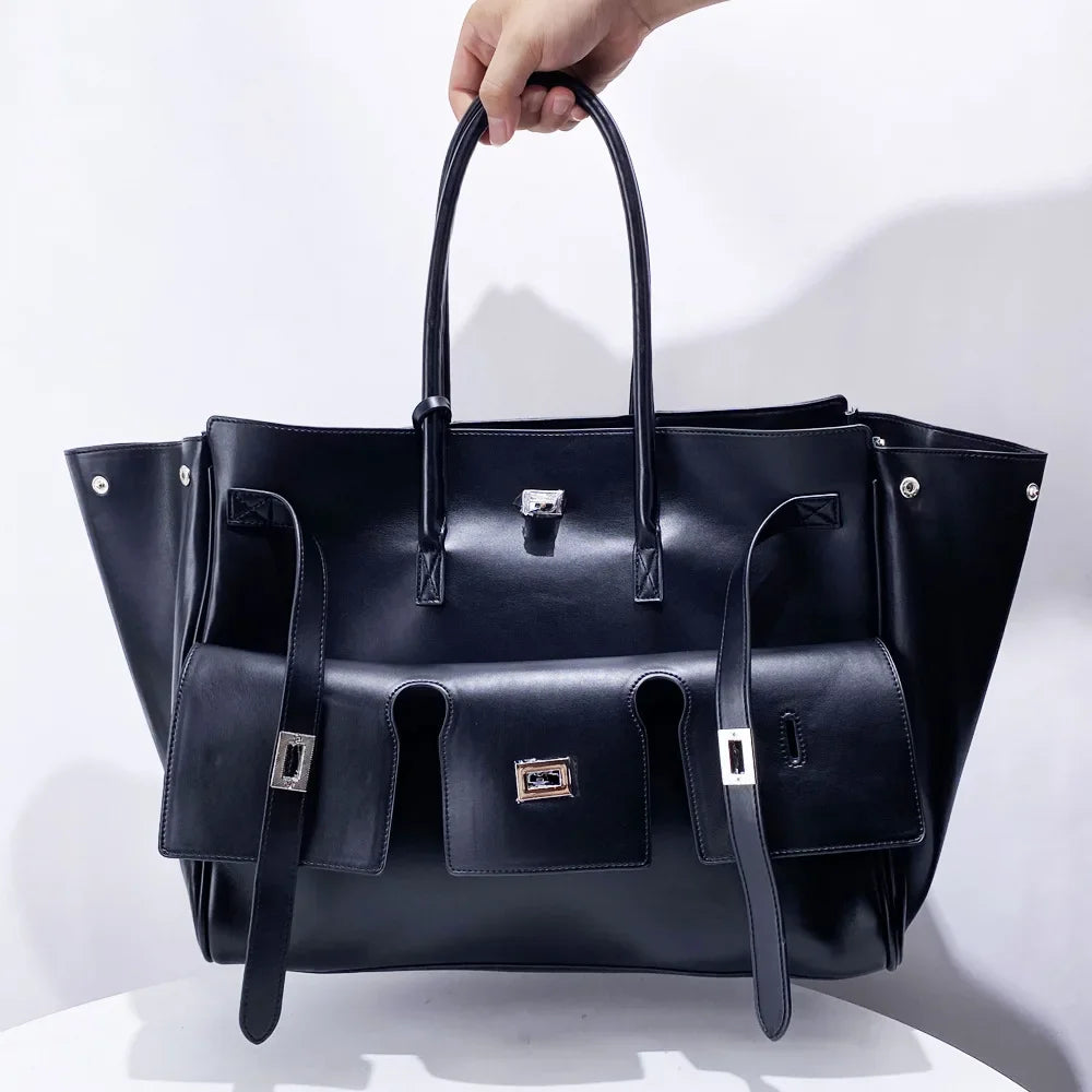 Women's Large Capacity PU Leather Commuter Shoulder Bag