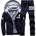 Men's Winter Hooded Plush Thickened Two Piece Set