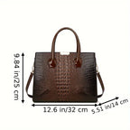 Women's Crocodile Pattern Handbag Shoulder Tote Bag Set