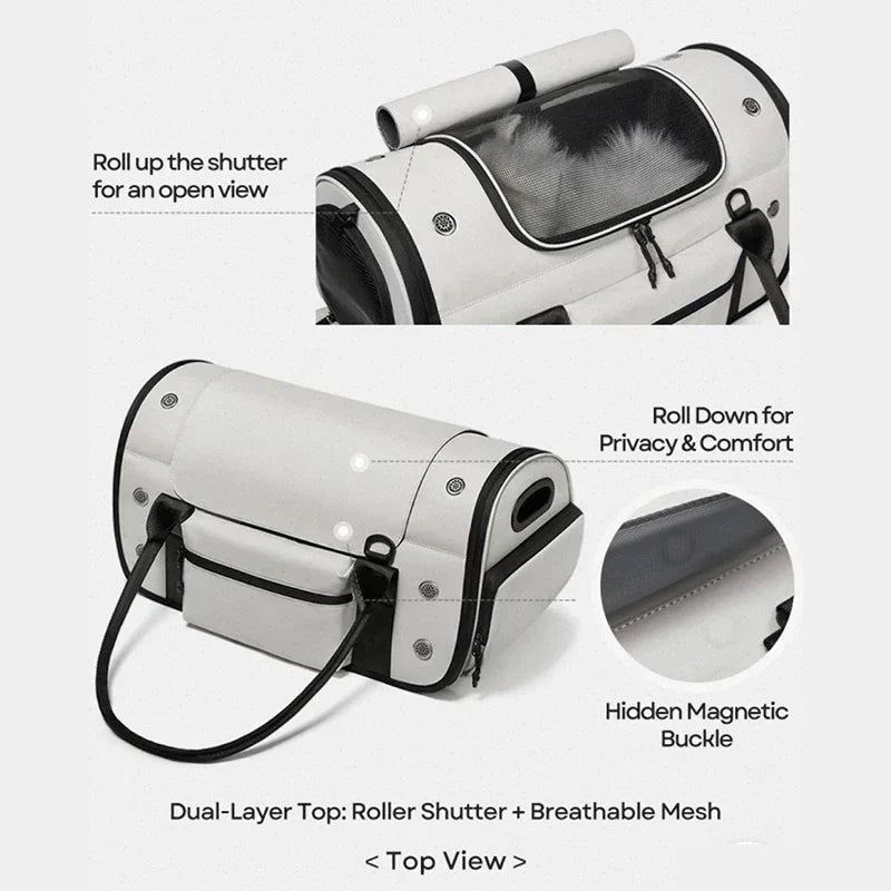 Collapsible Breathable Pet Crossbody Travel Carrier Bag for Dogs Cats