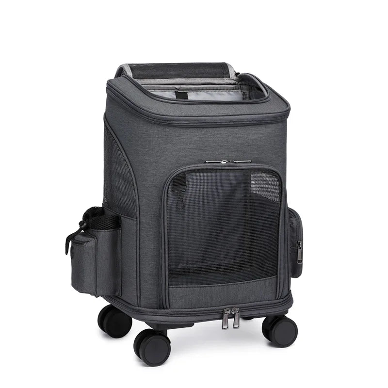 Large Capacity Pet Rolling Backpack Travel Carrier Suitcase