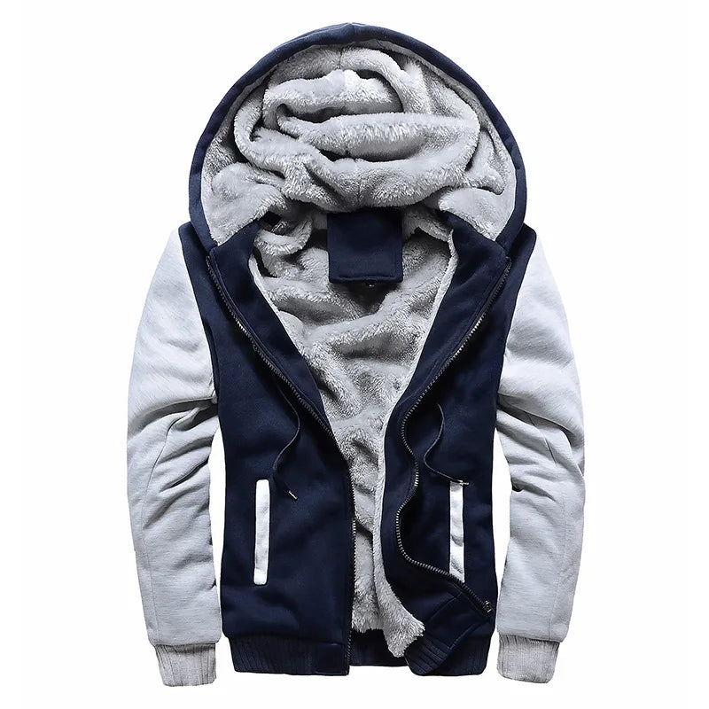 Men's Thick Warm Fleece Hooded Jacket and Pants Set