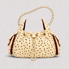 Women's Leopard Faux Fur Drawstring Chain Bucket Bag