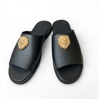 Men's Peep Toe Slip-On Slippers with Metal Decoration