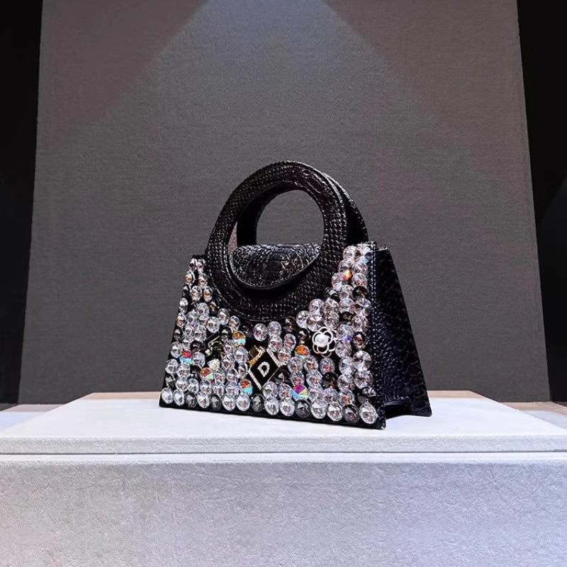 Women's Fashion Rhinestone Minaudiere Crossbody Handbag