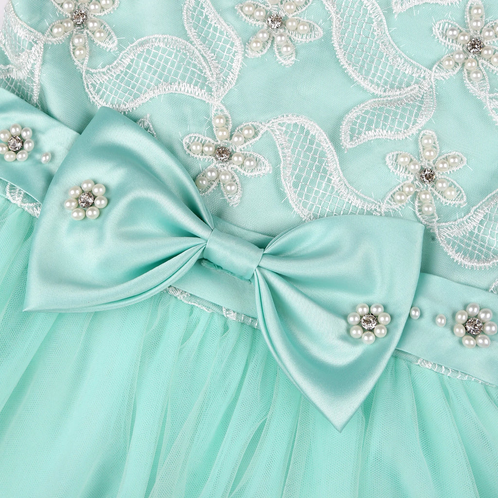 Girls' Embroidered Lace Tulle Ball Gown Party Dress