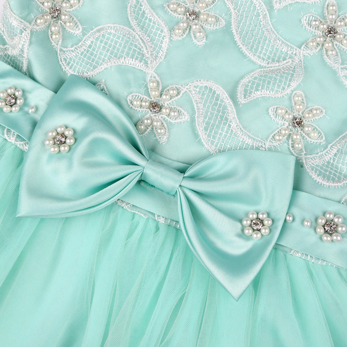 Girls' Embroidered Lace Tulle Ball Gown Party Dress