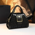 Women's Crocodile Pattern Lace Top Handle Satchel Bag