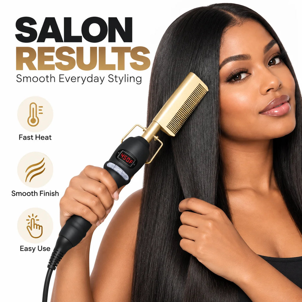 2-in-1 Wet & Dry Volumizing Curling Iron and Straightening Comb