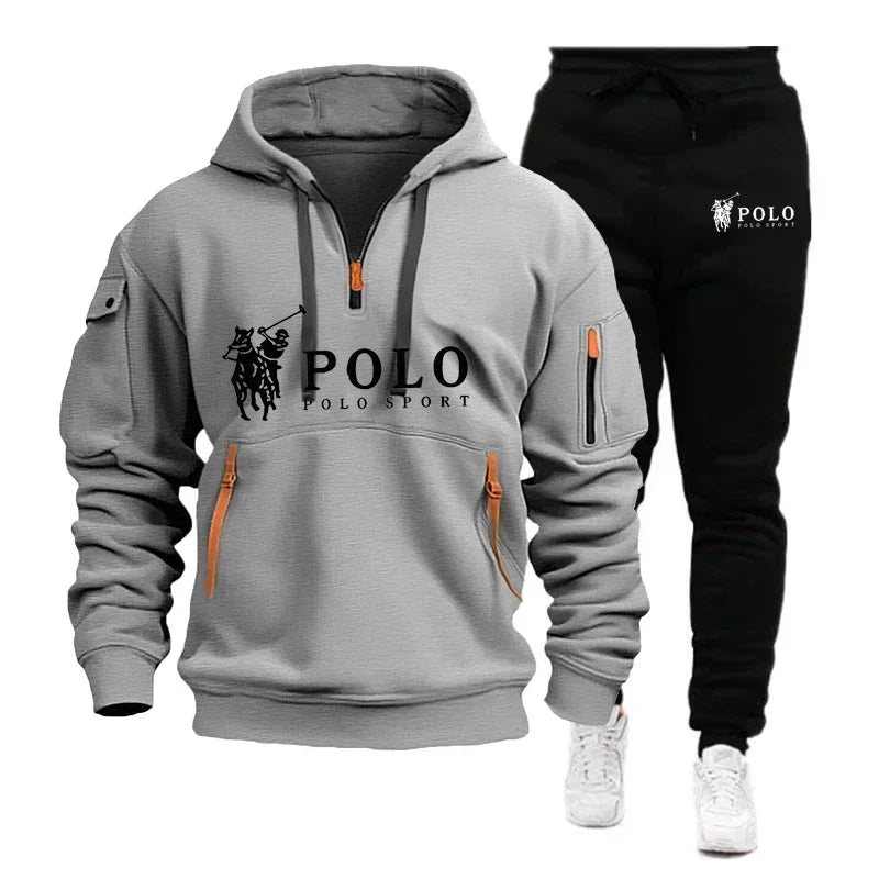 Men's Windproof Hoodie and Pants Two Piece Set