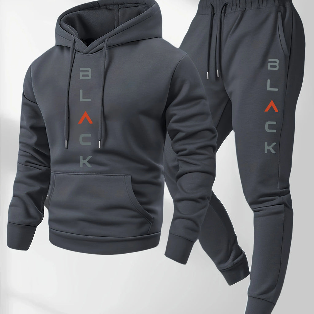Men's Printed Hooded Sweatshirt and Sweatpants Set