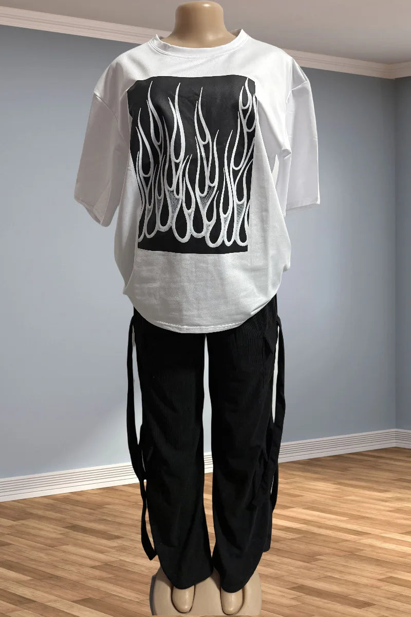 Women's Dashiki African Short Sleeve Top and Pants 2-Piece Set