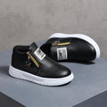 Kids' Faux Leather High-Top Sneakers with Side Zipper