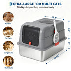 Enclosed Stainless Steel Cat Litter Box for Cats