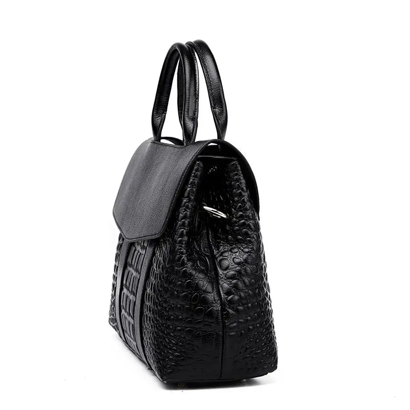 Women's Alligator Pattern Cowhide Leather Shoulder Crossbody Bag