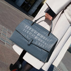 Women's Crocodile Pattern Genuine Leather Handbag Shoulder Tote Bag