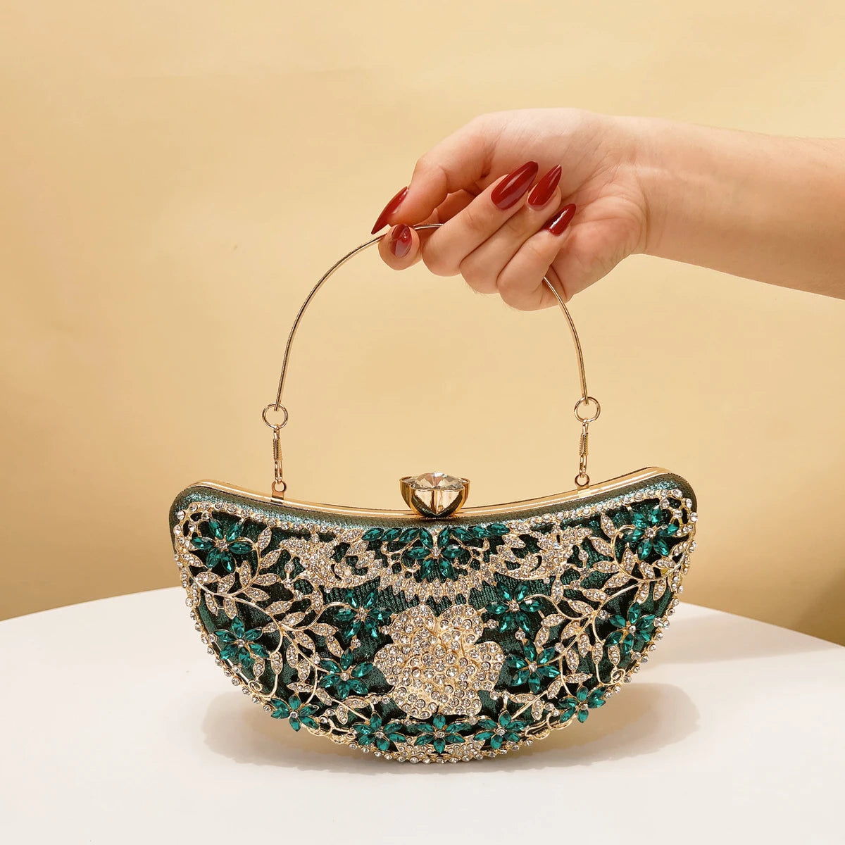 Women's Luxury Moon Hollow Out Rhinestone Evening Clutch Bag