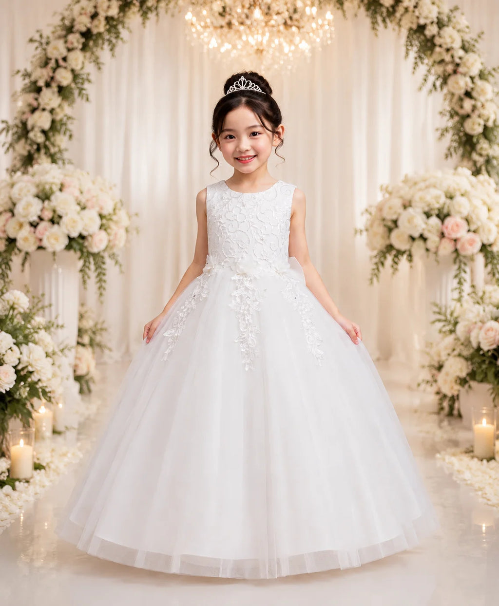 Girls' Tulle Embroidered Ball Gown Flower Girl Dress