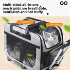 Double-layer Rolling Pet Stroller Carrier Backpack for Cats Dogs