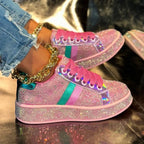 Women's Sparkle Rhinestone Platform Fashion Casual Sneakers