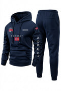 Men's Cartoon Letter Print Hoodie and Pants Set
