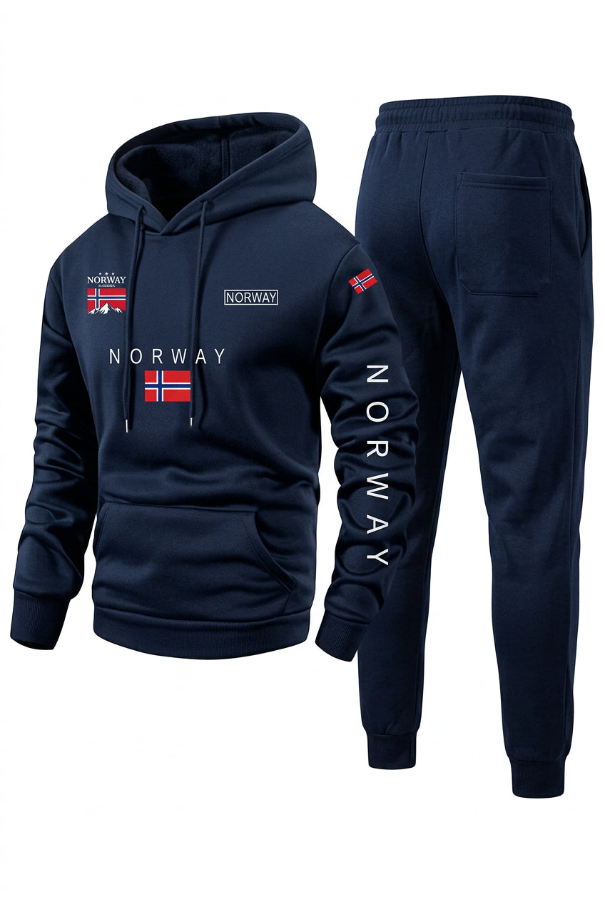 Men's Cartoon Letter Print Hoodie and Pants Set
