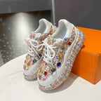 Women's Rhinestone Platform Lace-Up Sneakers