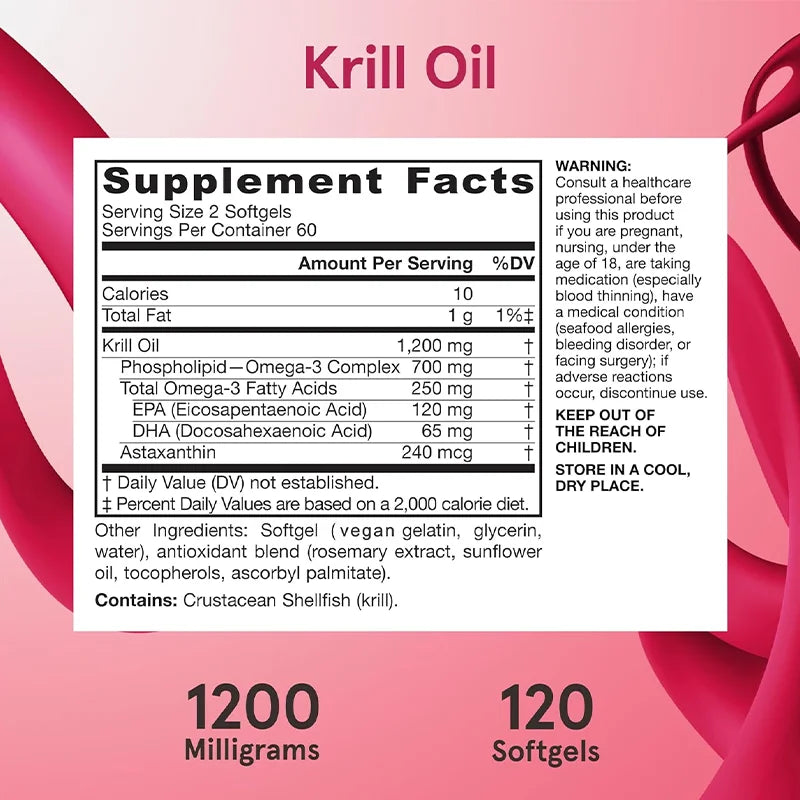 Krill Oil Phospholipid Omega-3 Astaxanthin EPA DHA Softgels
