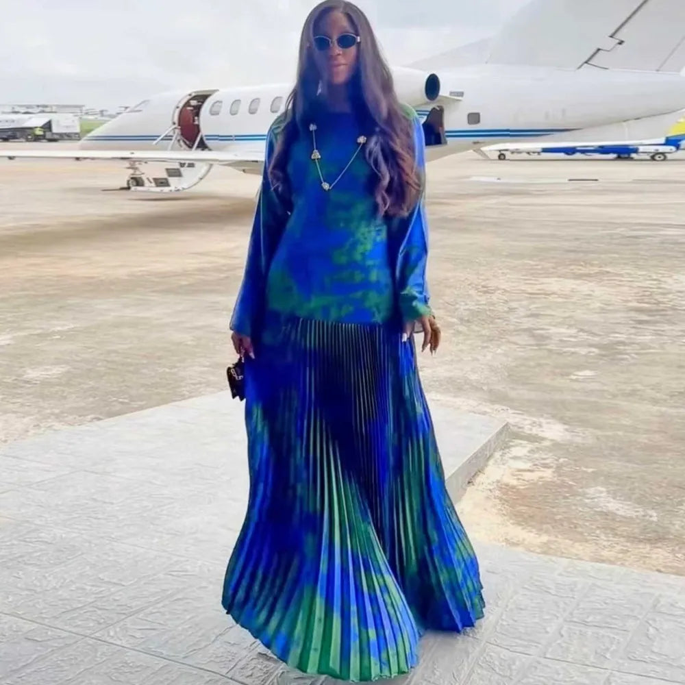 Women's Elegant Dashiki Long Sleeve Maxi Dress