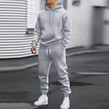 Men's Two-Piece Hooded Jogging Suit Fleece Zip Sweatshirt
