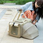 Foldable Rolling Trolley Backpack Carrier for Cats Dogs
