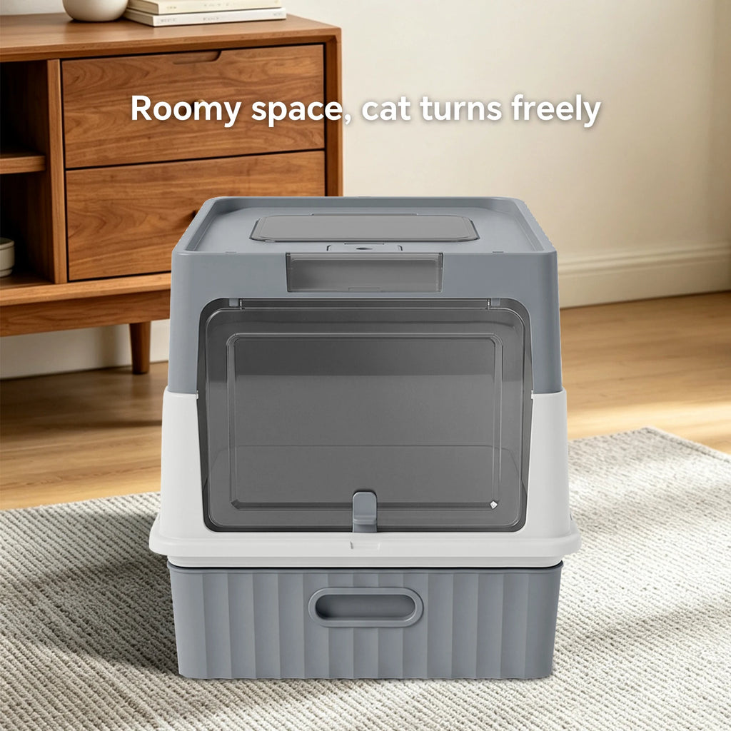 Draw-Out Fully Enclosed Pet Cat Litter Box with Shovel