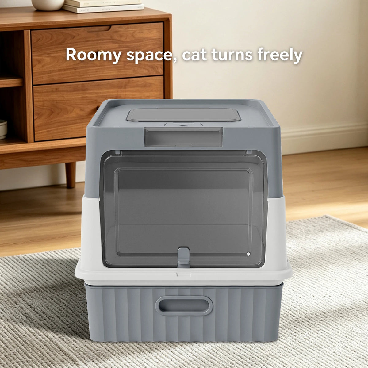 Draw-Out Fully Enclosed Pet Cat Litter Box with Shovel