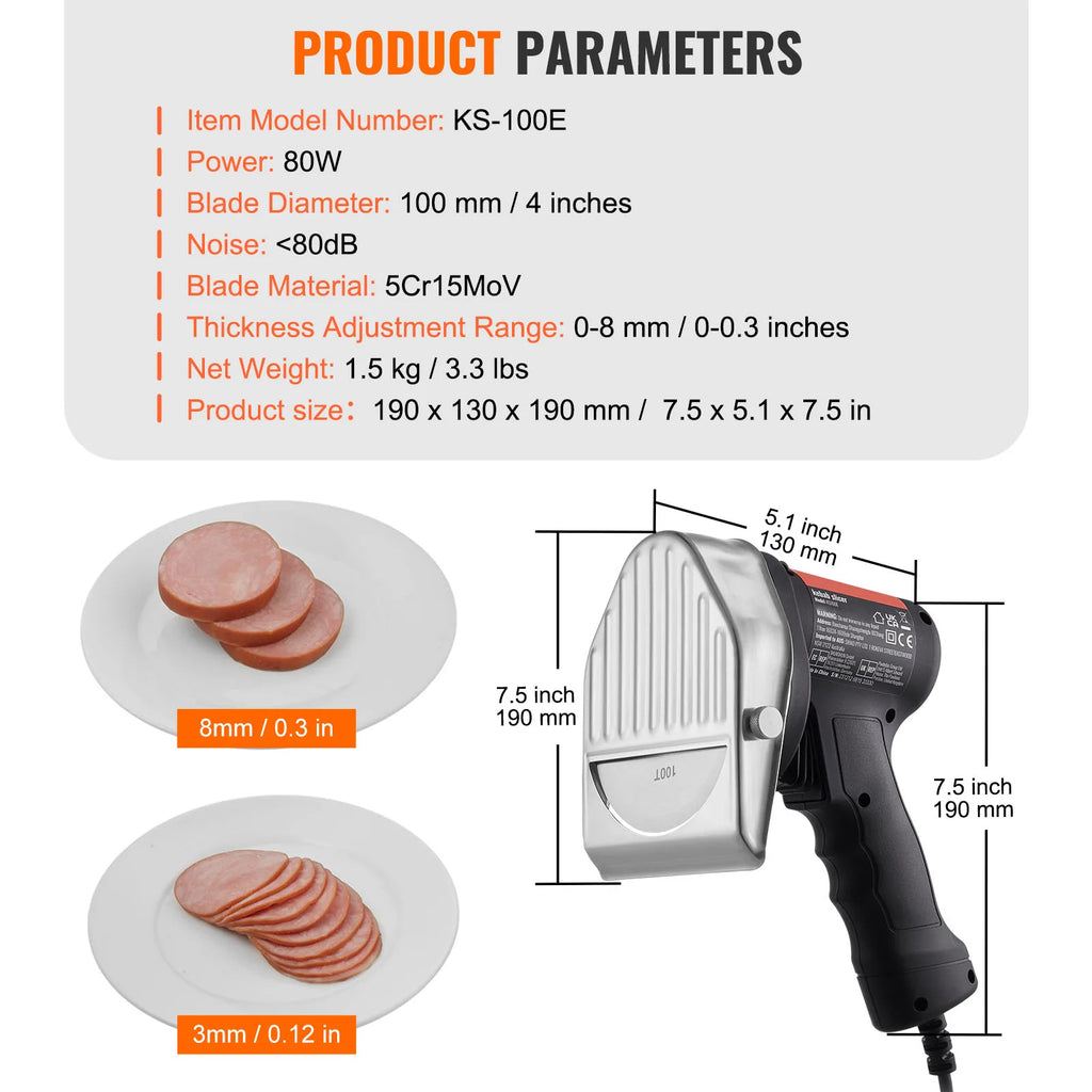 Electric Shawarma Knife and Commercial Gyro Cutter 80W